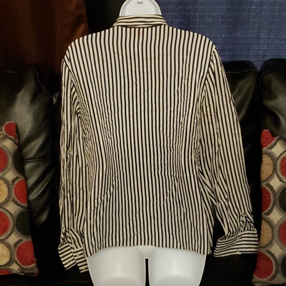 Talbots Striped Button Silk Blouse Size 14 - Picture 2 of 4